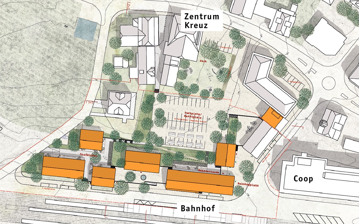 In Biglen soll nördlich vom Bahnhof ein neuer Dorfkern entstehen