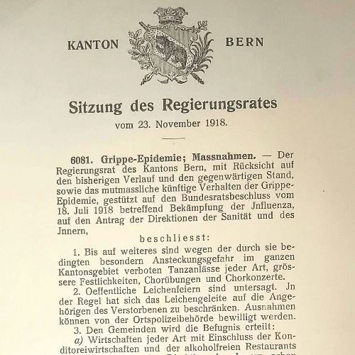 O bir Grippe 1918 hets klari Befähle gä