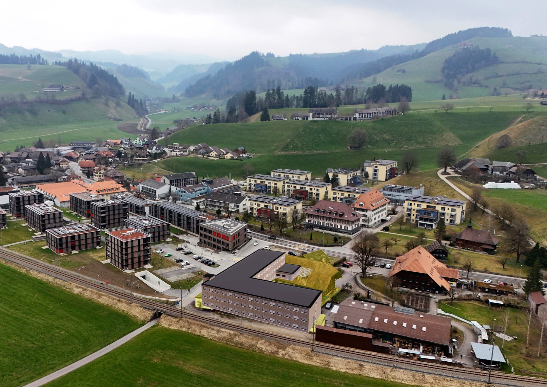 Ein Übergangsgebäude bei der Stiftung Lebensart in Bärau