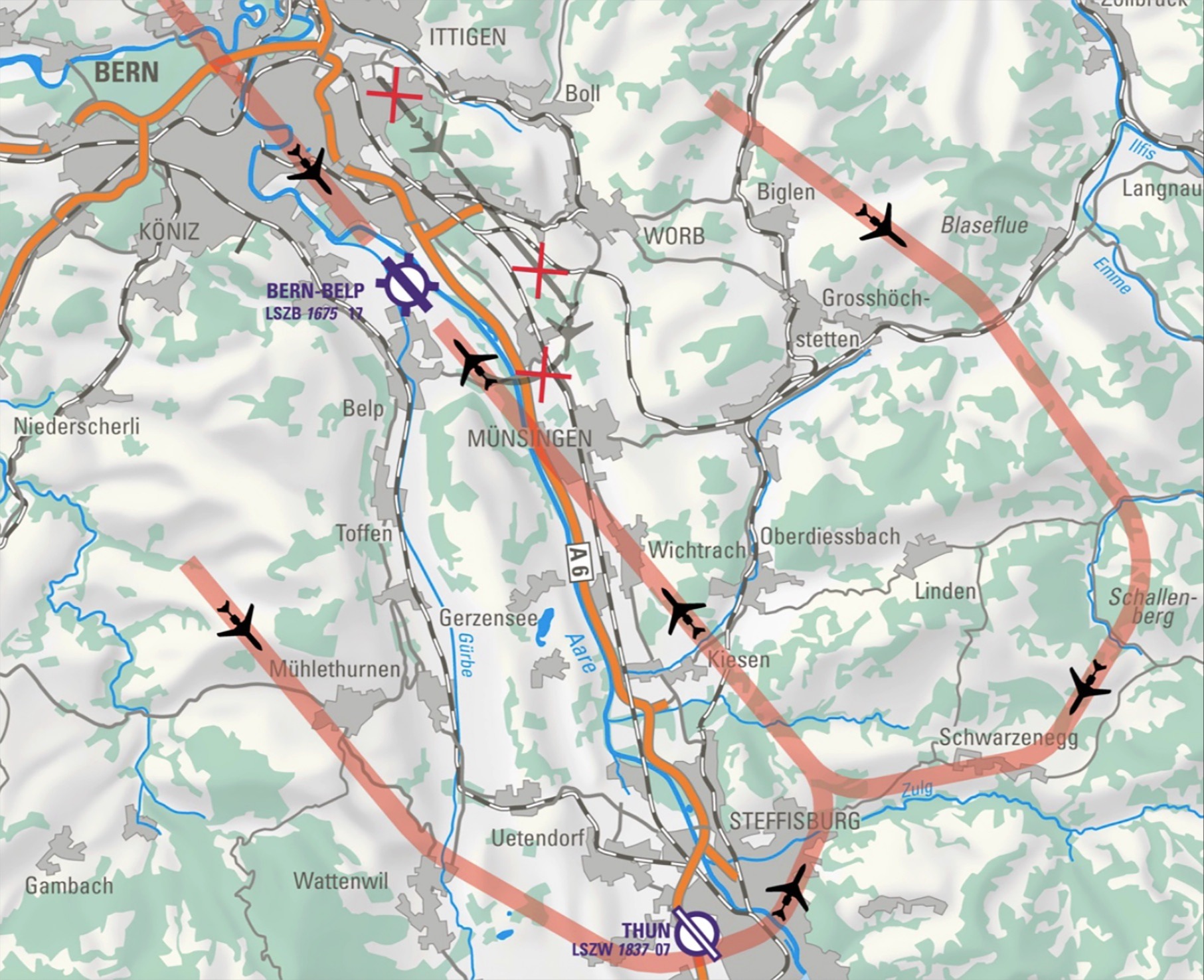 Belp-Anflug auch über Emmental
